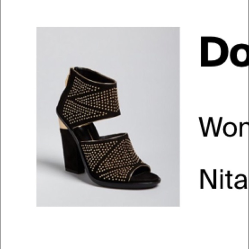 Dolce Vita Women's Black Studded Sandals Nita Heel
